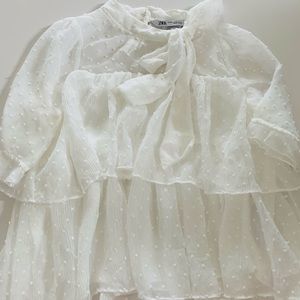 Zara sheer white blouse top